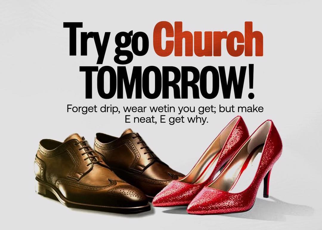 A bold social-media graphic with the headline 'Try go Church Tomorrow'